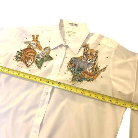 Ann Pollard Resort Collection Womens 14/16 Shirt Safari Jungle Tiger Elephant - Picture 5 of 11